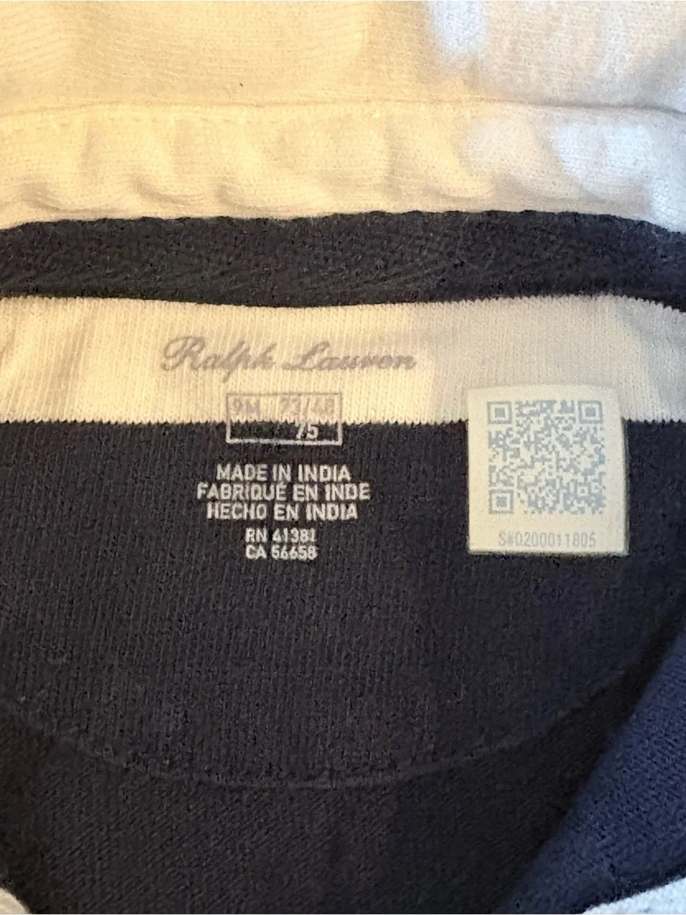 Ralph Lauren Baby Boy Navy White Striped Rugby Romper Coverall 9 Month Pony Logo